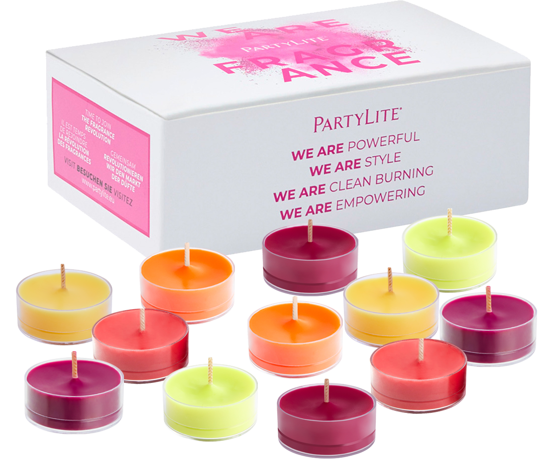 P84214 fruity zesty surprise 12 piece tealight sampler